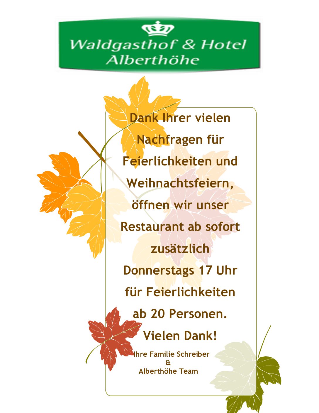 Öffnungszeiten Donnerstag
